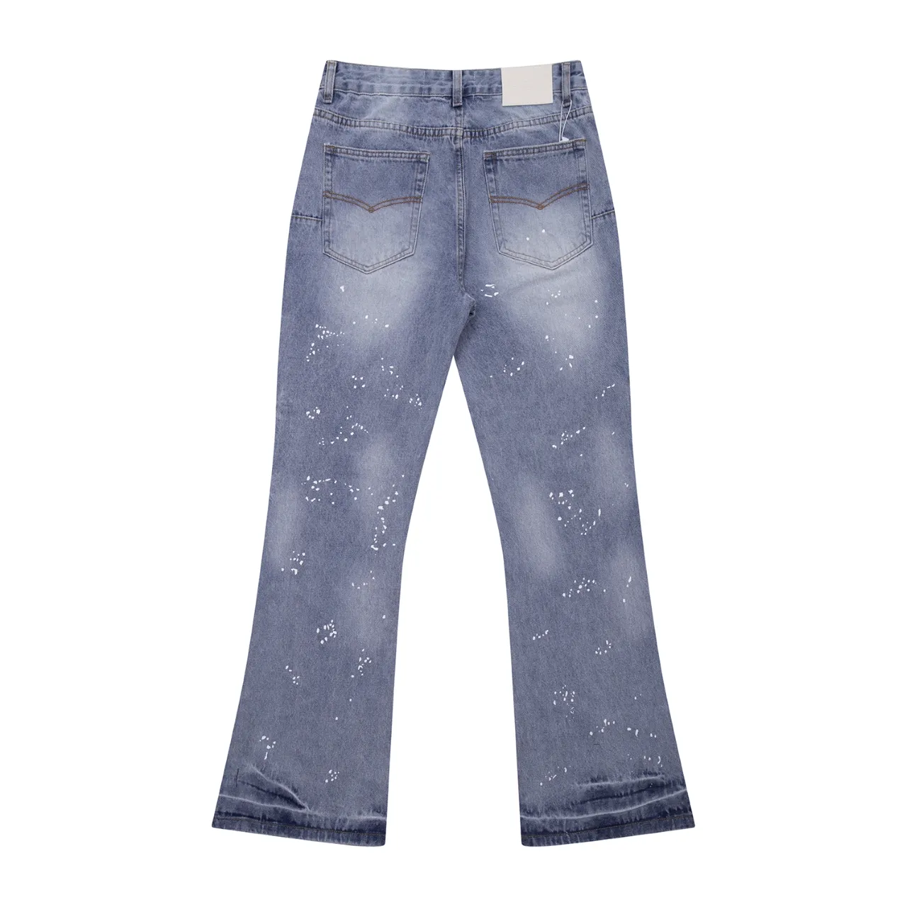 p240 (detail picture) 638#Gallery Dept new style splash ink hole knife cut washed blue micro-flare jeans versatile casual pants American high street trousers washed blue S~XL